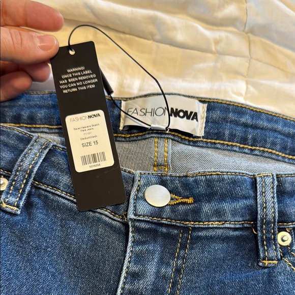 Fashion Nova Seven Heavens Stretch Flare Jeans Medium Wash Size 15 with Tags - Picture 11 of 14
